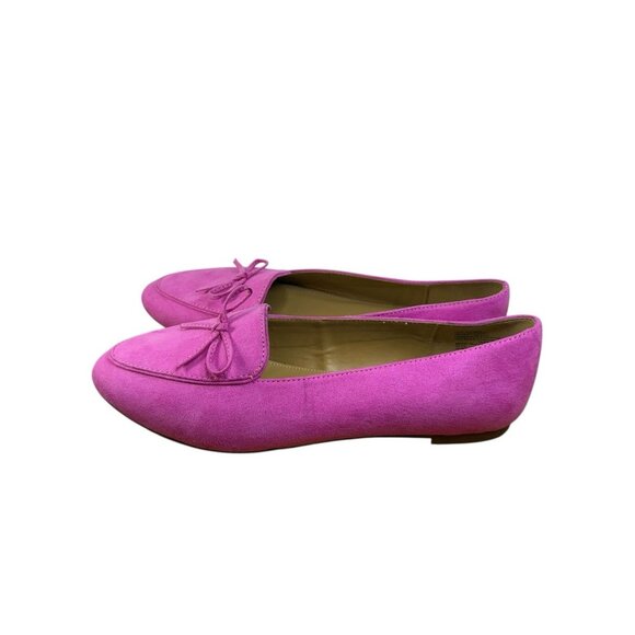J.Crew Bow Loafers Intense Pink Womens 8.5 Faux Suede Slip On Shoes EUC - Picture 4 of 11